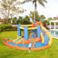 Château gonflable avec piscine, glissade, murs d'escalade et 2 canons à eau, souffleur d'air 450 W Outsunny