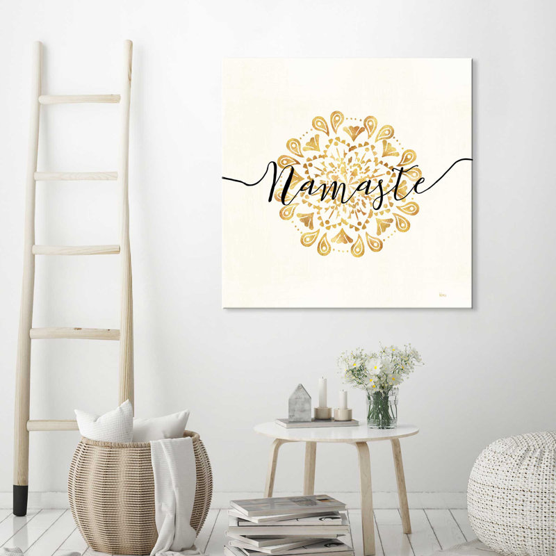 «Namaste I», art textuel sur toile, H 18 po x l 18 po x P 1 po, Toile tendue