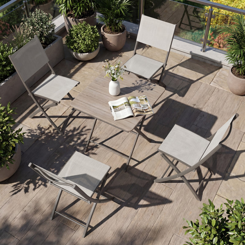 Alamo 4-person Aluminum Folding Dining Set, 5 Pieces: Table, 4 Chairs