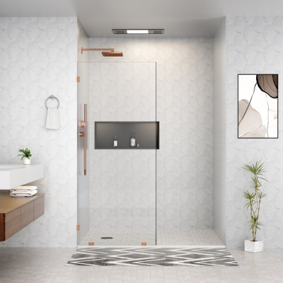 36" W x 78" H Frameless Fixed Glass Shower Panel, Oil Rubbed Bronze Nano-Coated Tempered Glass Shower Door for Walk-In Bathroom