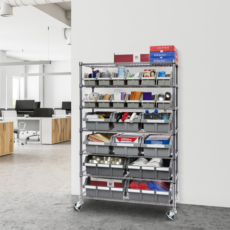 36 Bin Storage Box Rack 6 Shelf Shelving Commercial Storing