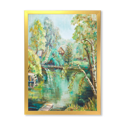 Étang vert en été - Peinture sur toile