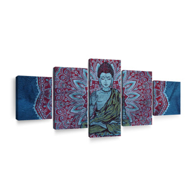 Bouddha bouddha pacifique sur toile, ensemble de 5 pièces