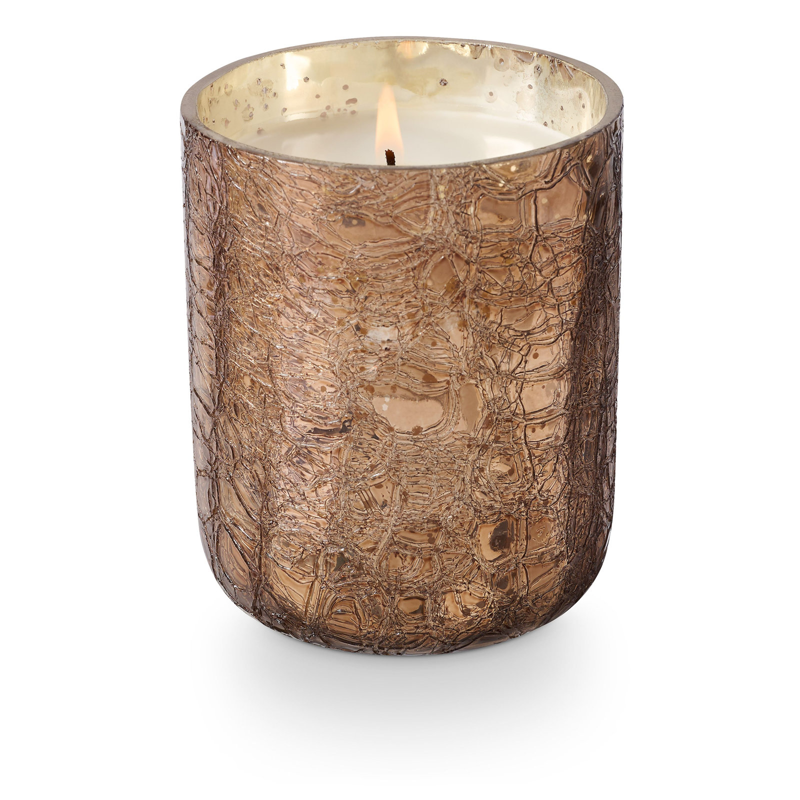 Woodfire Scented Jar Candle, Small Boxed Crackle Glass