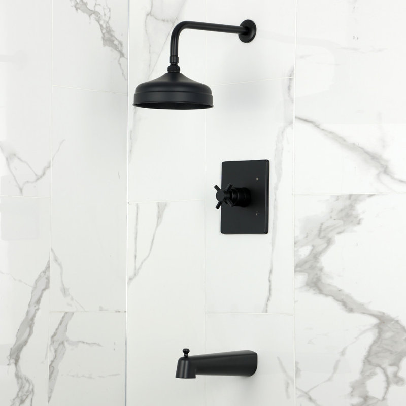 Kingston Brass Concord Single-Handle Pressure Balanced Tub And Shower Faucet, Matte Black