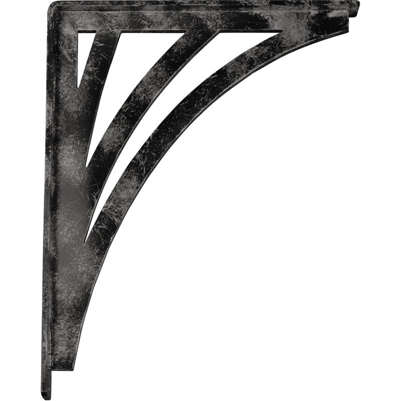Support en fer forgé Nevio, H 15 po x l 1,5 po x p 12 po, Argenté antique chaleureux