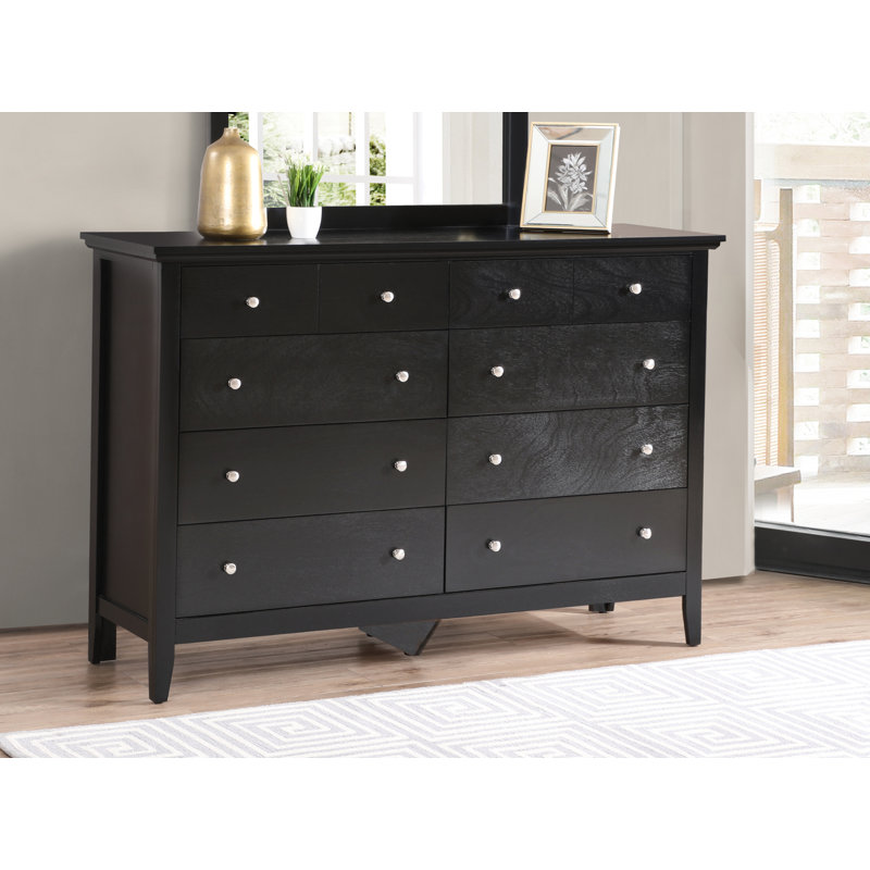 Chene 8 Drawer 59" Double Dresser, Black
