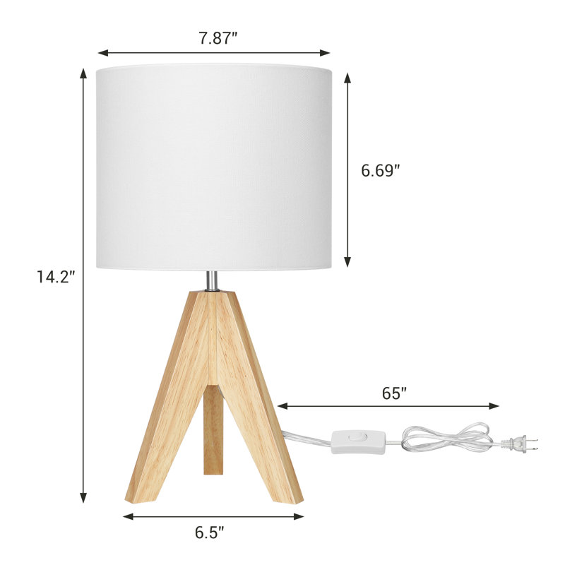 Fidel Solid Wood Tripod Table Lamp, Paper White