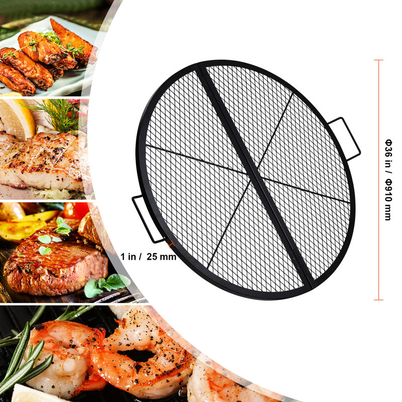 Foyer pliable 36 pouces en acier robuste avec poignée pour barbecue extérieur et pique-nique