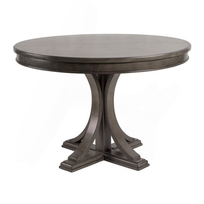 Table de salle à manger ronde 44 po, finition classique en bois massif pour salle à manger, gris