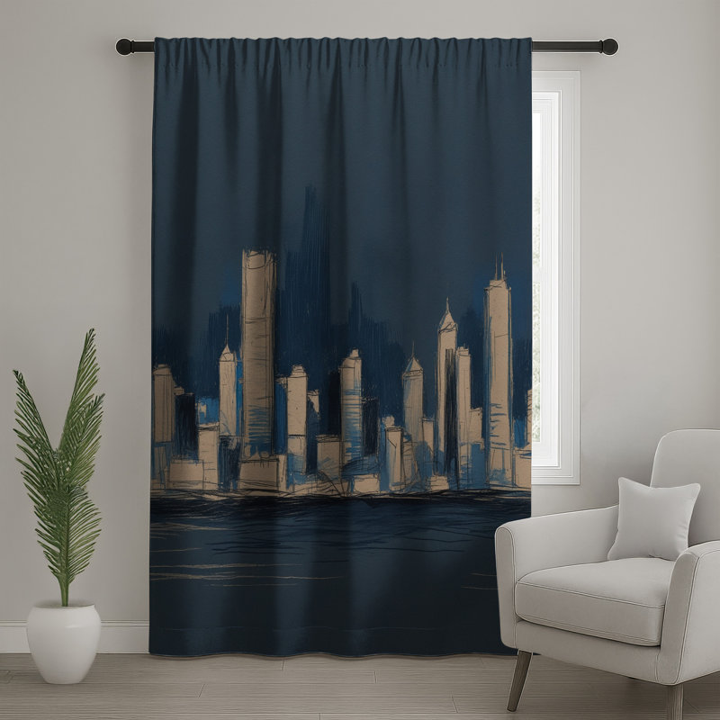 Rideaux de fenêtre Urban Skyline, 50 po x 92 po - 1 panneau, Transparent