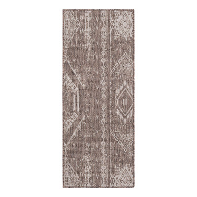 Tapis intérieur / extérieur brun / brun clair en polypropylène tissé à la machine 9 pi 10 po x 13 pi Brison