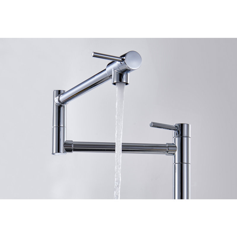 Pot Filler Faucet With Extended - 360 Rotatable & Foldable, Brass Body, Double Handles For Seamless Water Flow, Corrosion And Oxidation Coating Extension Swivel Material, Efficient Usage, To
