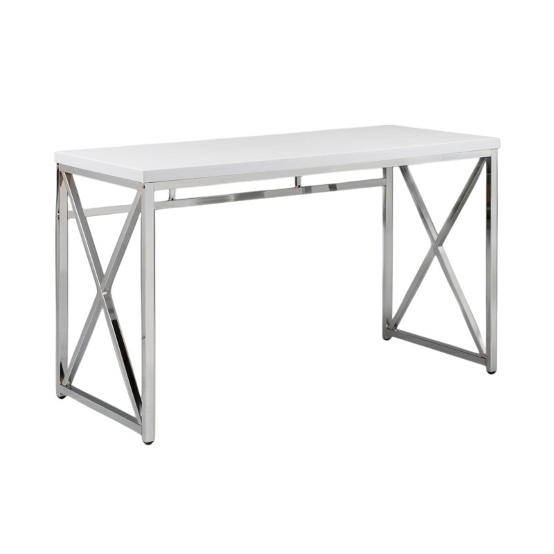 Bureau d'ordinateur en bois et métal blanc et argenté 47 po Greg