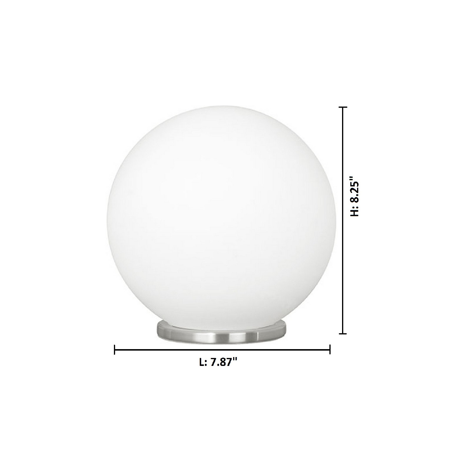 Mia Globe Lamp, 8.25" H x 7.87" W x 7.87" D, Silver