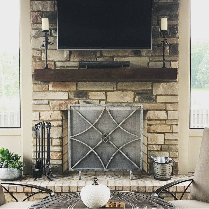 Boxwoods Bifold Iron Fireplace Screen, Deep Ocean