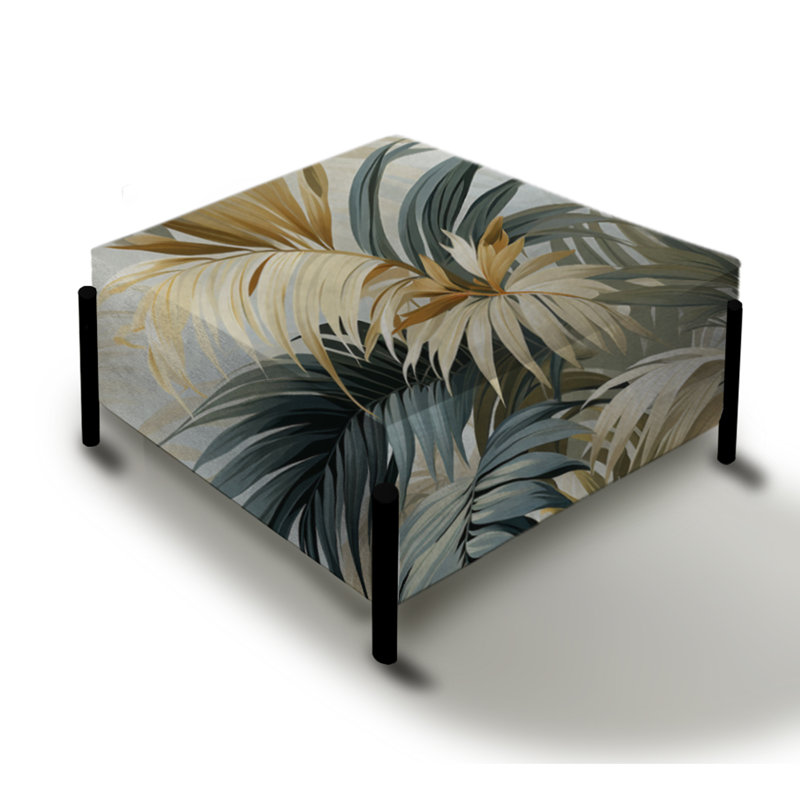 Whispering Palms Tropical Pattern II - Tropical Large Square Ottoman
