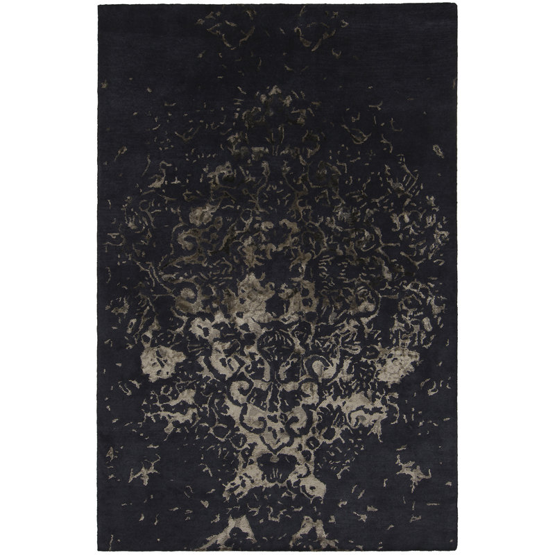 Veleno Wool Area Rug in Black, Rectangle 5' x 7'6"