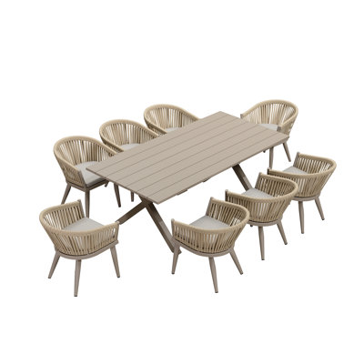 8 - Person Patio Dining Set with Rectangular Table , Cushions Included