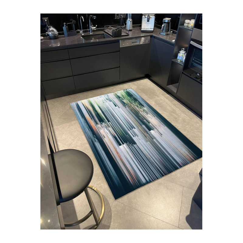 Multicolored Abstract Patterned Creative Modern Decorative Carpet, Runner 3'4" x 9'11"