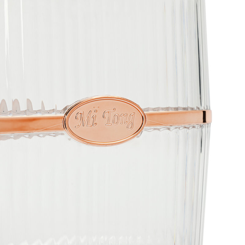 Devari 2.64Gal Dry Food Cereal Dispenser Box Container, Clear/Rose Gold