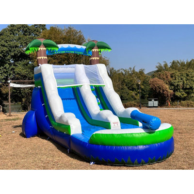 Inflatable Water Slide with Detachable Climbing Ladder and Pool, Giant Wet/Dry PVC Slide for Backyard Birthday Parties, Residential Use, 950W Blower Included, 23x13x9Ft (Blue)