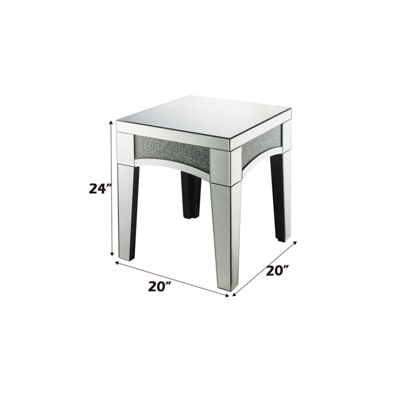 Table de bout Noralie, miroir et faux diamants