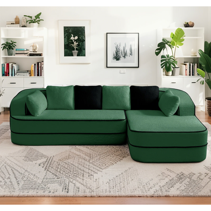 Canapé modulaire en tissu 106 po Teddy , Orienté à gauche (vu de face), Vert