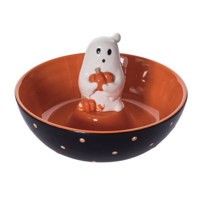 Dolomite Vintage Ghost Candy Bowl, Serving Bowl, Orange, Ceramic, Table, Kitchen, Halloween, Tabletop, Bowl