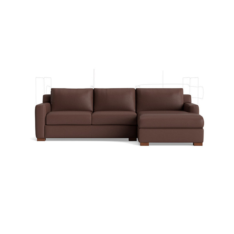 Couch Potato Leather Sectional, Leather - Butterscotch, Right Hand Facing