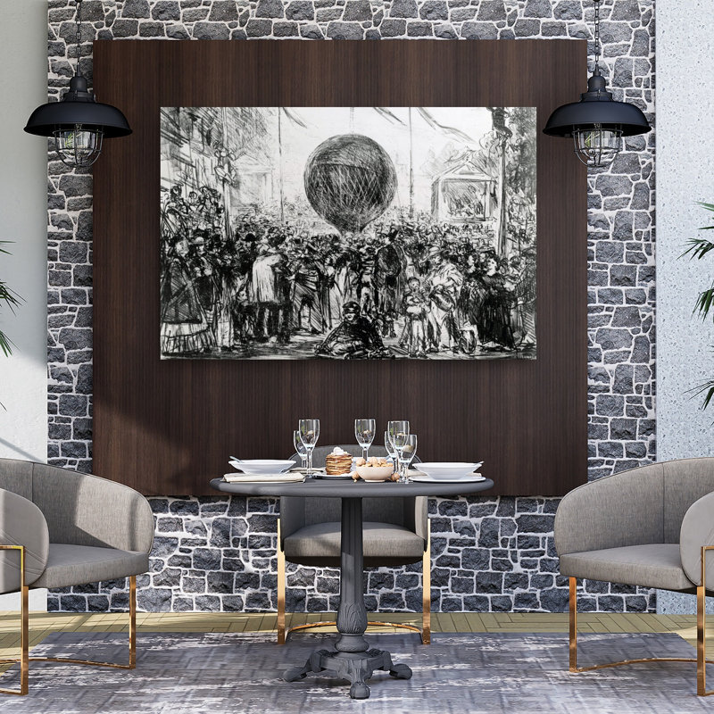 Le Ballon, 1862, Estampe d'art mural d'architecture contemporaine, H 40 po x l 60 po