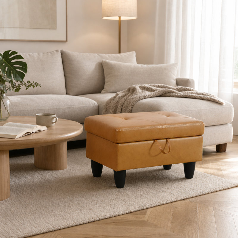 Repose-pieds avec rangement Ginger, Gingembre gingembre