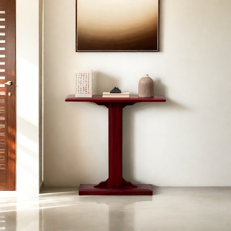Console Minimalist Art, H 31,5 po x l 31,5 po x P 11,81 po, Bois rouge