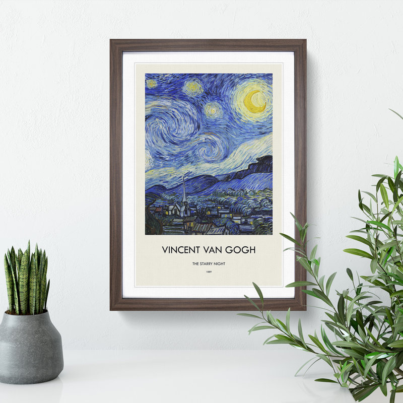 The Starry Night by Vincent Van Gogh - Framed Print, Walnut Framed, 36cm H x 27cm W x 2cm D