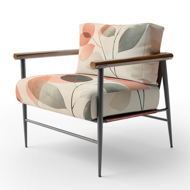 Chaise d'appoint Abstract Botanicals - Fauteuil Blush, Bras ronds bruns