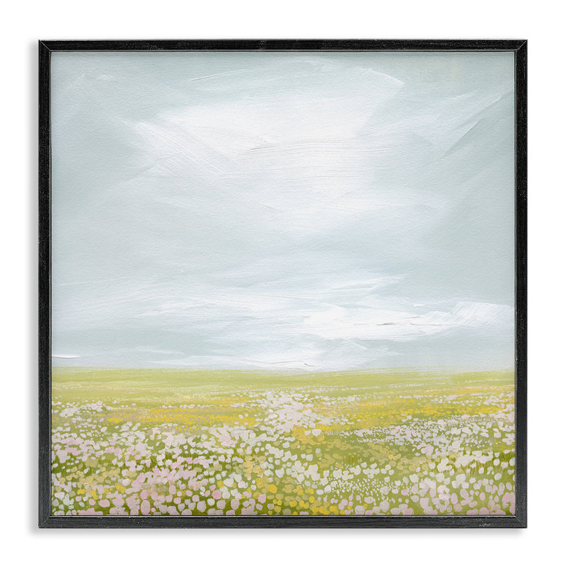 «Vast Spring Meadow», art de la giclée encadrée par Grace Popp, H 12 po x l 12 po, Giclée encadrée noir minuit