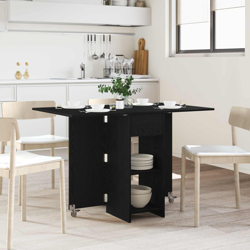 Extendable Dining Table, Black Oak