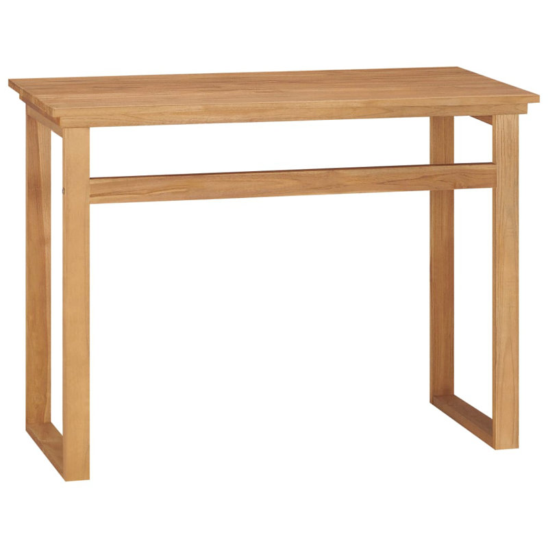 Desk Console Table Computer Desk Home Office Study Desk Solid Wood Teak, 29.5" H x 39.3" W x 17.7" D, Brown