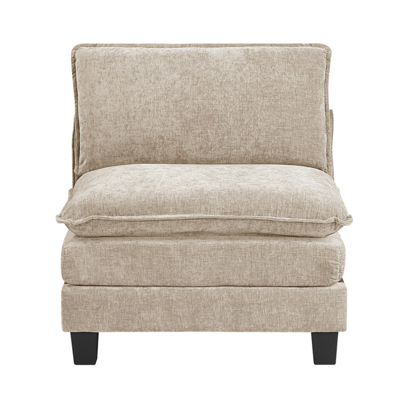 Modern Style Armless Chair Taupe Chenille Fabric Upholstery Contemporary Living Room Furniture 1Pc Durable Plywood Plush Comfort
