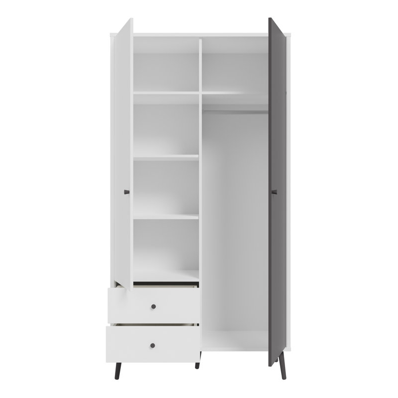 HARLLSON 2 Door Manufactured Wood Wardrobe, White/Black