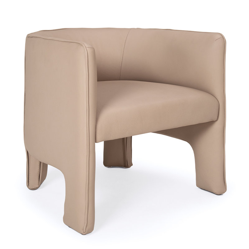 Matt Barrel Chair, Lazio Taupe Leather