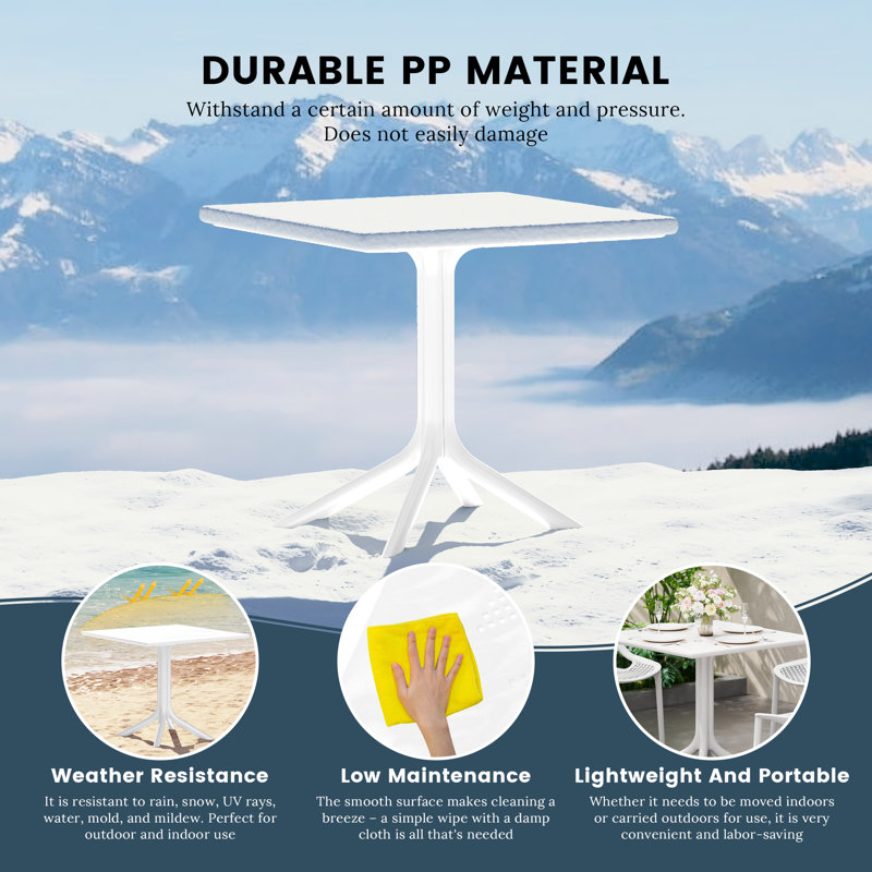 Ensemble repas carré pour 4 personnes, Blanc