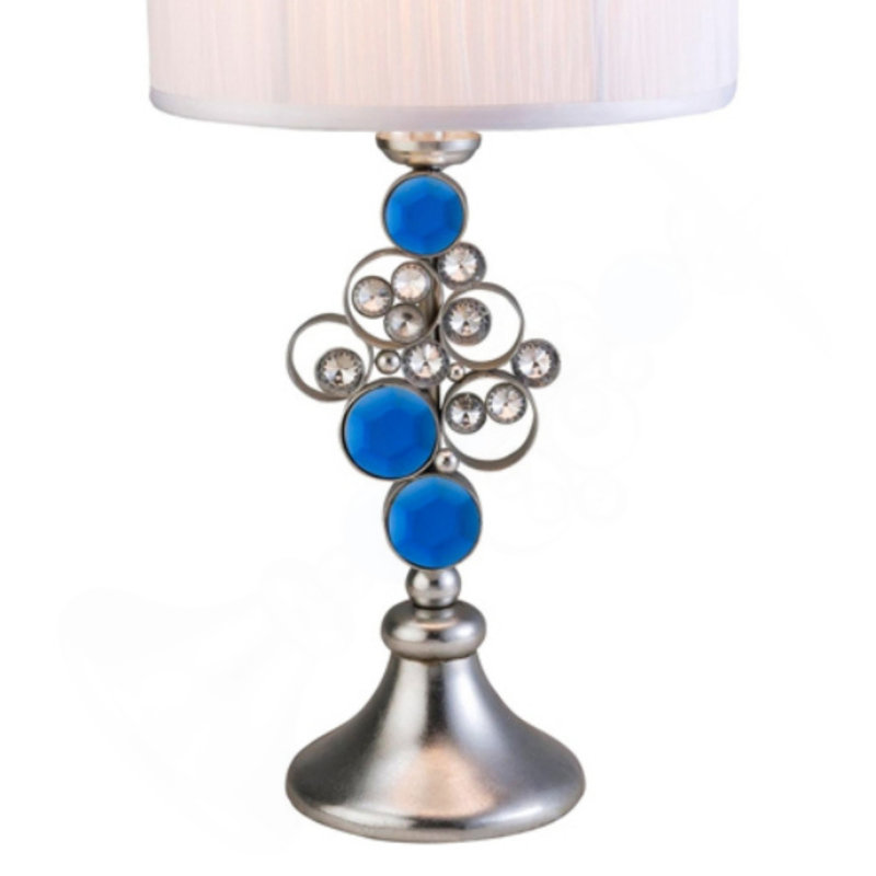 Lampe de table 28 "en polyrésine haute" Just Dazzle "avec finition argentée et abat-jour blanc