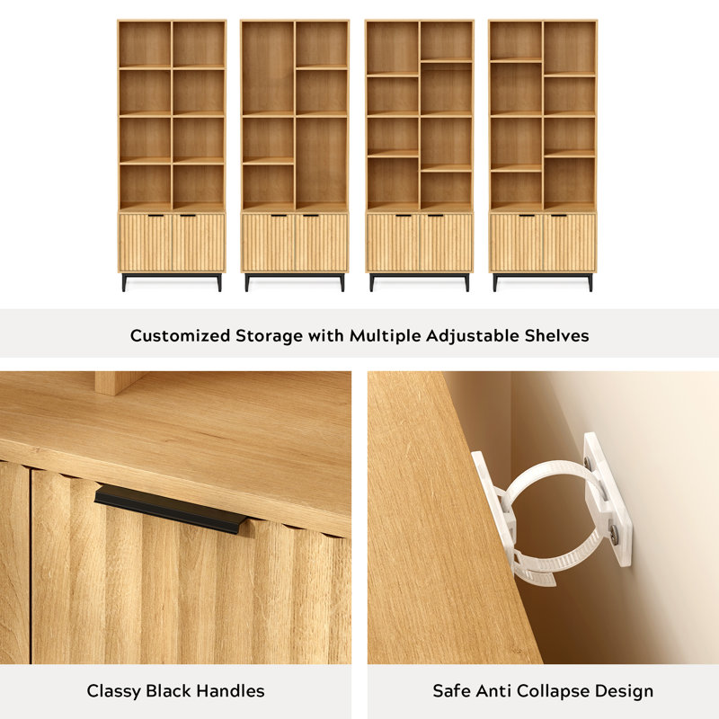 Bookshelf 71'' Tall Bookcase With Storage Cabinet