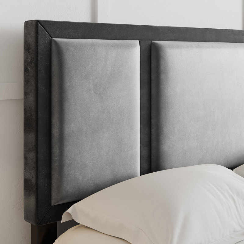 Bavaria Velvet Upholstered Platform Bed Frame with Adjustable Headboard, No box Spring Required - Boyd Sleep, Queen