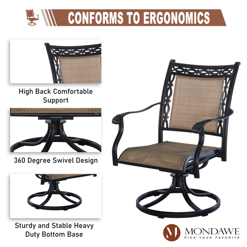 4 - Person Patio Dining Set Umbrella Hole Included Round Table with Cushions Included, Brown