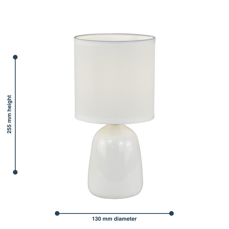 Mellisha Ceramic Table Lamp, White Glaze, White