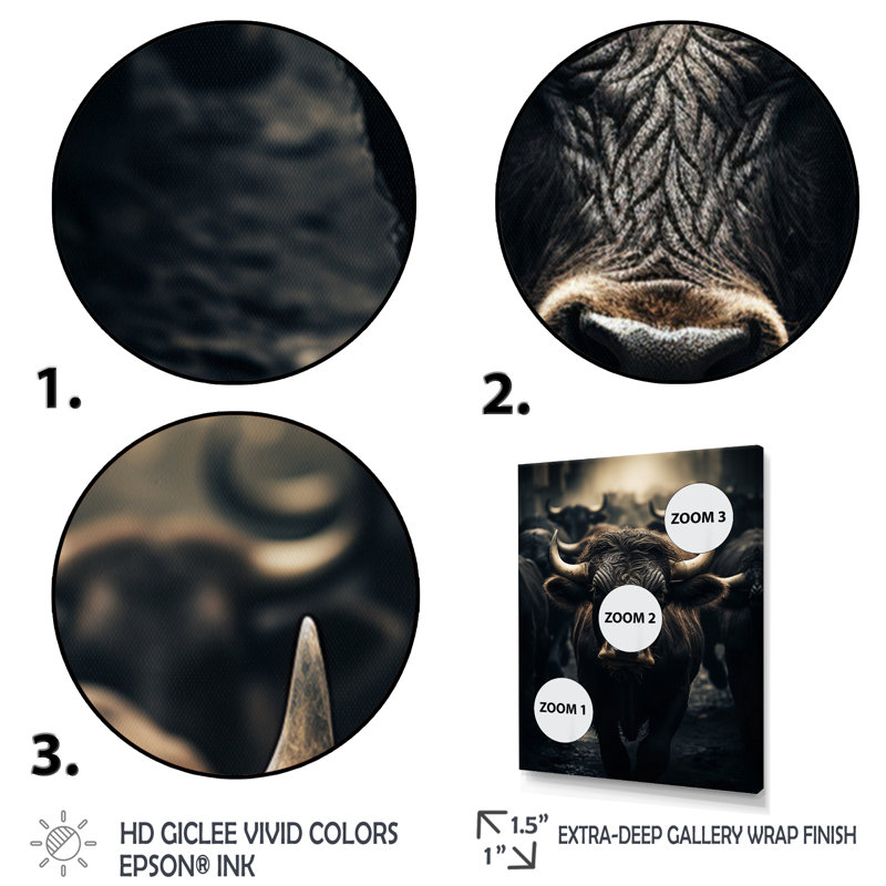 Yamaya Bovins Silent Force I - Imprimé, Cadre photo noir, H 20 po x l 12 po x P 1 po