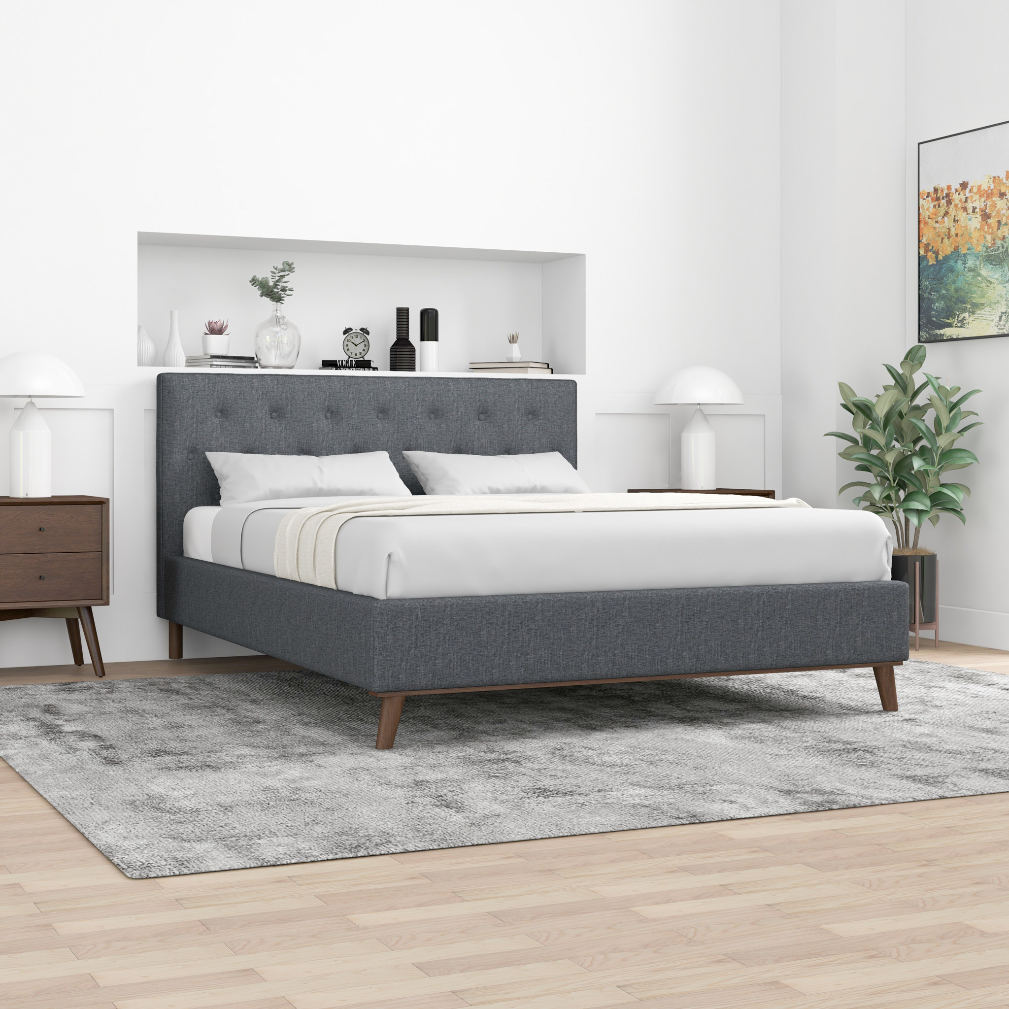 Faszcza queen deals upholstered standard bed