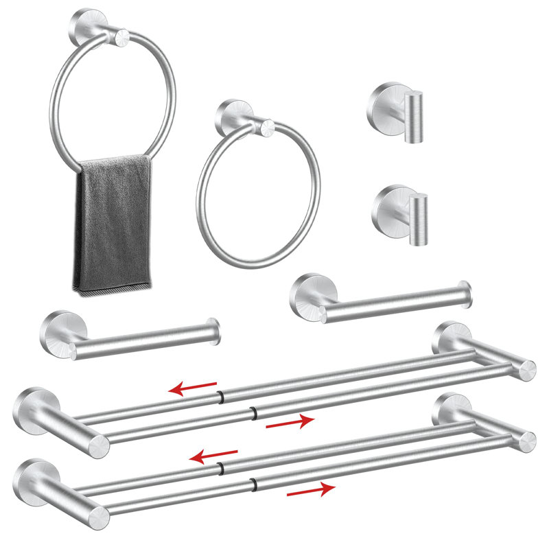 Ensemble de quincaillerie de salle de bain 8 pièces, Nickel brossé